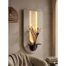 Begonvil Ahşap Pilli Ledli İskandinav Salon Duvar Rafı Şık Modern Çiçeklik 40 X 75 Cm Paris Grisi - Antrasit