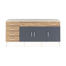 Arges Konsol 2 Raflı 6 Çekmeceli 3 Kapaklı 176x30x83 Aytaşı-antrasit/çam Antrasit/çam
