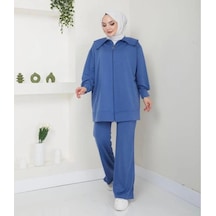 Lovie Moda Kadın Şal Yaka Eşofman Takımı Mavi