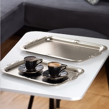 Porsima 3331 Paslanmaz Çelik Çay Kahve Sunum Tepsi Seti 2'li