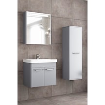 Mauna 60 Cm Banyo Dolabı-Window Gri (Boy Dolap Hariç )