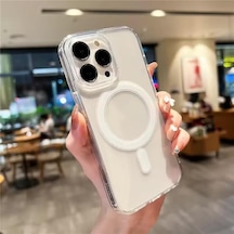 Ayrex İphone 14 Pro İçin Magsafe İle Uyumlu Arka Kısmı Şeffaf Kenarları Silikon Yapılı Güçlendirilmiş Mıknat Diğer