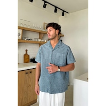 Flaw Yıkamalı Oversize Kısa Kol Gömlek Füme-25864 Füme