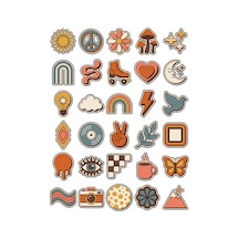 30 Adet Retro 70'ler Nostaljik Sticker Seti - Laptop Defter Telefon İçin Çok Renkli