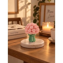 Mumelia Gül Buket - Doğal Soya Hediyelik Mum - Pembe - 15