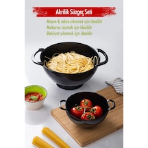 Akrilik Siyah 2 Li Süzgeç Seti Makarna & Pirinç Süzgeci Çok Renkli