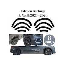 Citroen Berlingo 3. Nesil 2023 2024 2025 2026 Uyumlu Çamurluk Kapı Altı Dodik Koruma Seti Darbe Çizik Önleyici Parlak Siyah 8 Parça