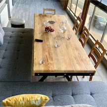 Doğal Ahşap Yemek Masası-80-220-76 Cm Natürel