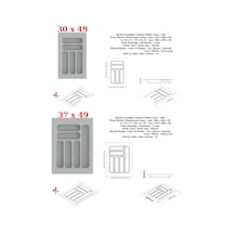 Çekmece İçi Düzenleyici Kaşıklık Mobilya Aksesuarları Kaşıklık Ve Kepçelik Cyp-1200 Gri Gri