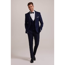 Ysf Erkek Açık Mavi Slim Fit Yelekli Şal Yaka Damatlık