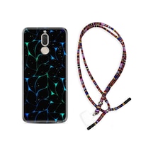 Huawei Mate 10 Lite Kılıf Rasta Boyun Askılı Naif Çizgiler 1680 Siyah