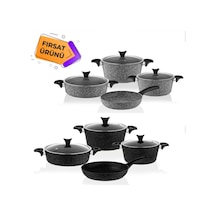 Taç 3455 Master Cook 7 Parça Granit Tencere Seti Siyah