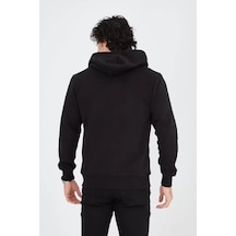 Modi Green Unisex Günlük Stil Siyah Tam Fermuarlı Rahat Form Kapüşonlu Sweat