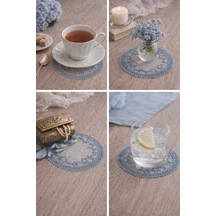 Vintage Fransız Dantel Bardak Altlığı&dekoratif 10 Cm Gri