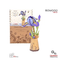 Rowood Tw131 Yıldız Çiçeği Pink Dahlia Dıy Minyatür Maket Model Set Ahşap 3d Wooden Puzzle Model Kit Ahşap Maket Dekoratif Hobi Seti