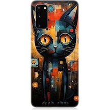 Samsung Galaxy S20 Uyumlu Kara Kedi Desenli Silikon Kılıf
