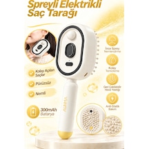 Exenar - Sarı - Spreyli Elektrikli Saç Tarağı 10ml Su Yağ Hazneli Antistatik Saç Bakım Fırça Elektriklenme Önleyici