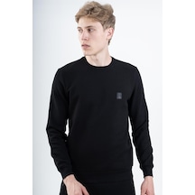 Maraton Sportswear Regular Erkek Bisiklet Yaka Takma Kol Basic Siyah Sweatshirt 21796-siyah Siyah