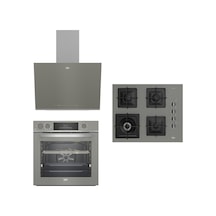 Beko BFC 631 G - Bock 6510 EWG - BDE 6062 G Gri Buhar Destekli Ankastre Set