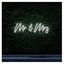 Twins Led Aydınlatma Mr & Mrs Yazılı Neon Tabela Beyaz