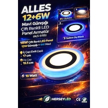 Alles 12+6w Mavi Günışığı Çift Renkli Led Panel Armatür Gün Işığı