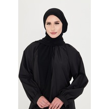 Hürrem Bone Siyah Pratik Hazır Geçmeli Tesettür Bone Sandy Boyunluklu Çıtçıtlı 2505 01 Siyah