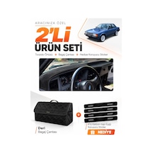 E-biz Ford Taunus 1985-1994 Uyumlu Torpido Örtüsü + Deri Bagaj Çantası Seti - Siyah - Fo035