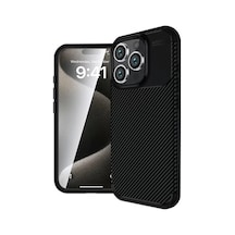 Newface Apple İphone 16 Pro Kılıf Auto Focus Karbon Kapak - Siyah