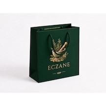 Eczane Karton Çanta Körüklü Premium Orman Yeşili 14x8x20 Cm - 10 Adet