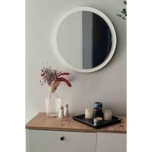 Dekoratik Yuvarlak Ayna 60 Cm Çap Antre Hol Koridor Duvar Salon Mutfak Banyo Ofis Makyaj Aynası - Beyaz Beyaz