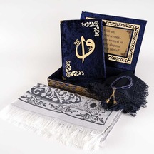 Raşel Kutulu, Kuran Hediye Seti Orta Boy, Lacivert, Elif-vav
