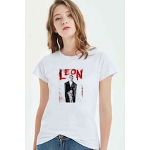 Leon Mathilda Retro Movie Baskılı Beyaz Kadın Tshirt