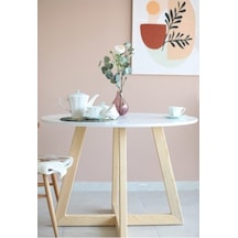 120 CM Yuvarlak Yemek Masası, Modern Mat BEYAZ MDF  Yemek Masası,