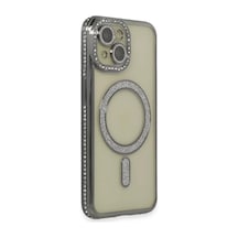 Newface Apple İphone 14 Kılıf Joke Simli Magneticsafe Kılıf - Gri