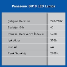Led Gu10, Sarı Işık 4w 310lm 2700k 60
