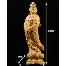 21 Cm-ahşap Oyma Guanyin Buda Dekoratif Figürler Heykeli Çin Feng Shui Buda Ev Oturma Odası Ofis Heykeliücretsiz Teslimat