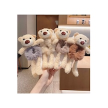 Ayıcıklı Lastik Peluş Toka Bej