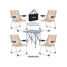 4 Adet Katlanır Kamp Sandalyesi Ve Alüminyum Masa Seti - Rock Dark - Sahra - Taşıma Çantalı Çok Renkli