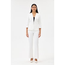 Velnara Moda Kırık Beyaz Zamansız Klasik Kadın Takım Elbise-v Yaka Ceket & İspanyol Paça Pantolon Kırık Beyaz - 927041557 Kırık Beyaz