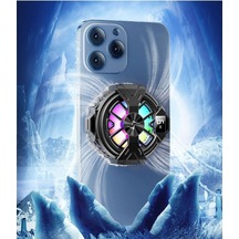 Fan Soğutucu Rgb Led Işıklı Isı Derece Göstergeli Cep Telefon Soğutucu Radyatör