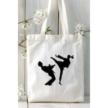 Art Hediye Karate Baskılı Bez Çanta Kişiye Özel Model 3 Çok Renkli