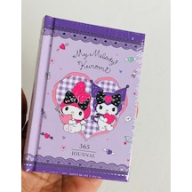 Victori's Journals Vj Kuromi-my Melodi Lisanslı 365 Günlük 368 Sayfa A7 Ebatında Gümüş Varaklı Kenarlı Defter Lila