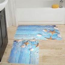 Rovigo Home Baskılı Kaymaz Taban 2 Li Banyo Paspas Takım Rvg5048-100X60-60X50 Çok Renkli