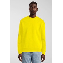 Erkek Bisiklet Yaka Rahat Kalıp 3 İplik İçi Polarlı Kalın Sweatshirt Spr25sw36 Sari