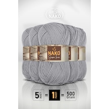 Süper İnci - 11538 Gri - 5'li Paket - 100gr/260m - El Örgü İpi - Atkı Yelek Kazak İpi
