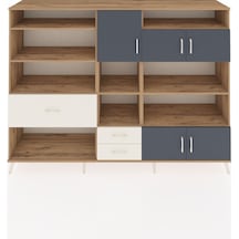 Hyperion Dolap 13 Raflı 3 Çekmeceli 5 Kapaklı 220x44x163 Çam-antrasit/aytaşı Antrasıt/aytası - Atlas Çam