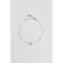 So Chic Minimal 18 Ayar Beyaz Altın Kaplama 19 Cm Gümüş Baget Bileklik Gümüş - Rodyum