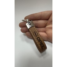 Opel Yazılı Ve Logolu Termo Deri Anahtarlık Kahverengi