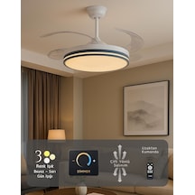 Hoogar German Kuhle Antrasit Tavan Vantilatörü 3 Renk Led Gizli Pervaneli Kumandalı Dimmer Ayarlı Bl Sistem Isınmaz Motor