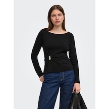 Only Onlelena L/s Boatneck Metal Top Jrs Noos Siyah Kadın Bluz 15380314
